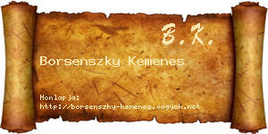 Borsenszky Kemenes névjegykártya